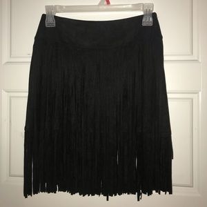 Fringe suede skirt